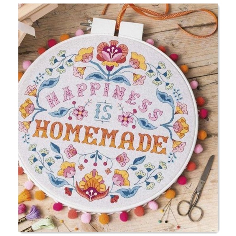 Happiness is homemade cross stitch package cartoon w..
